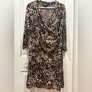 Jones Studio Animal Print Long Sleeve Dress